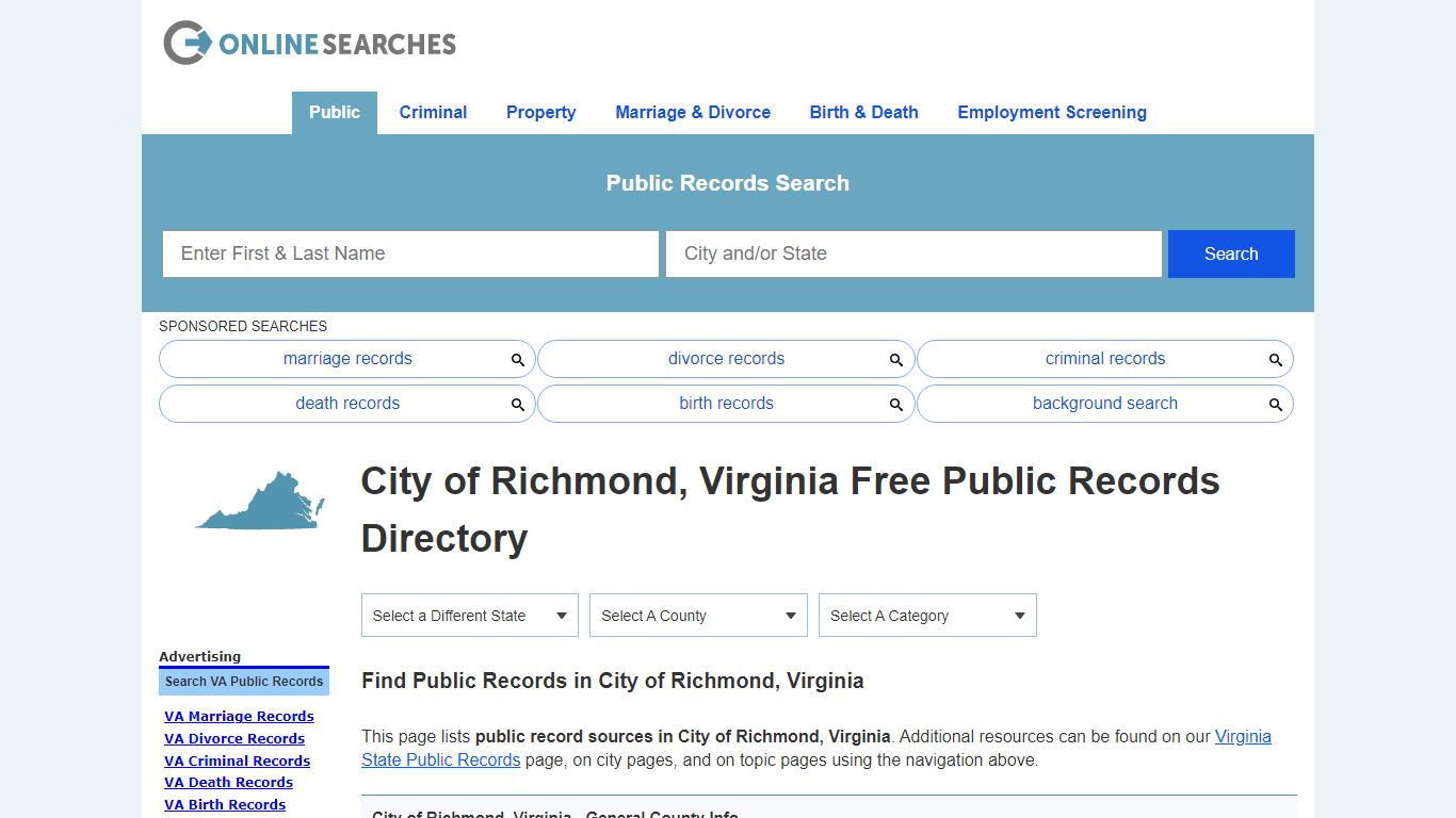 City of Richmond, Virginia Public Records Directory